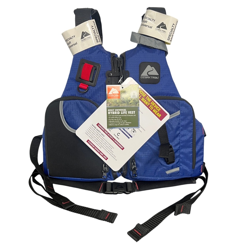 Ozark Trail Adult Universal Hybrid Life Vest Blue Black Model 930 USCG Approved